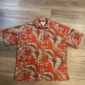 Boca Classics Tropical Palm Shirt Rust Rayon Blend Button Up Men’s XLT